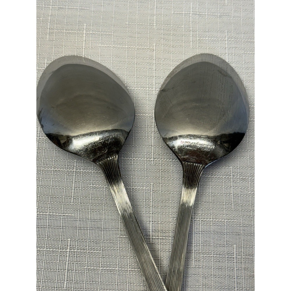 Barclay Geneva Vintage Stainless Fluted Ribbed Spoons Set Replacement Flatware - Picture 5 of 7